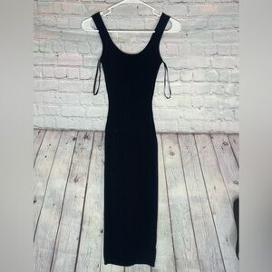 WINDSOR ribbed knit bodycon mindi dress black size XS NWOT